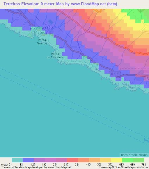 Terreiros,Portugal Elevation Map