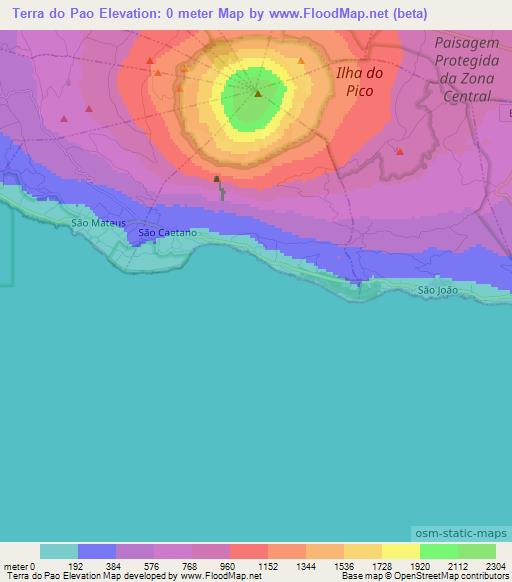 Terra do Pao,Portugal Elevation Map