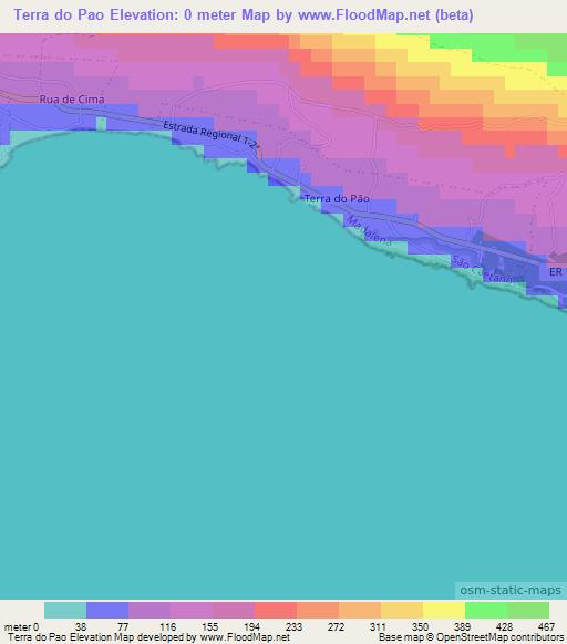 Terra do Pao,Portugal Elevation Map