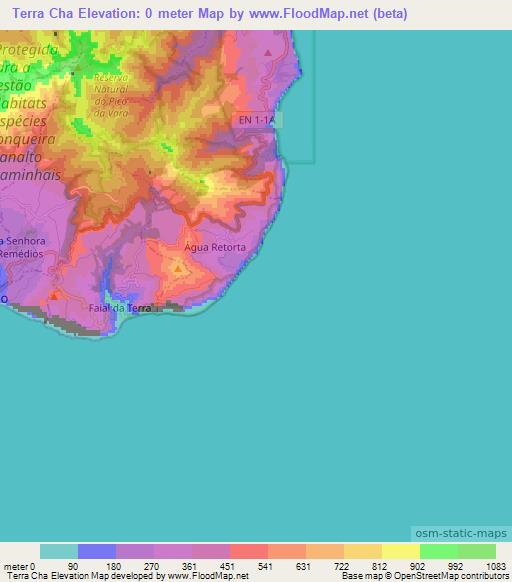 Terra Cha,Portugal Elevation Map