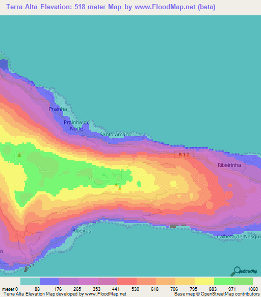 Terra Alta,Portugal Elevation Map