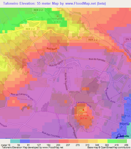 Tafoneiro,Portugal Elevation Map