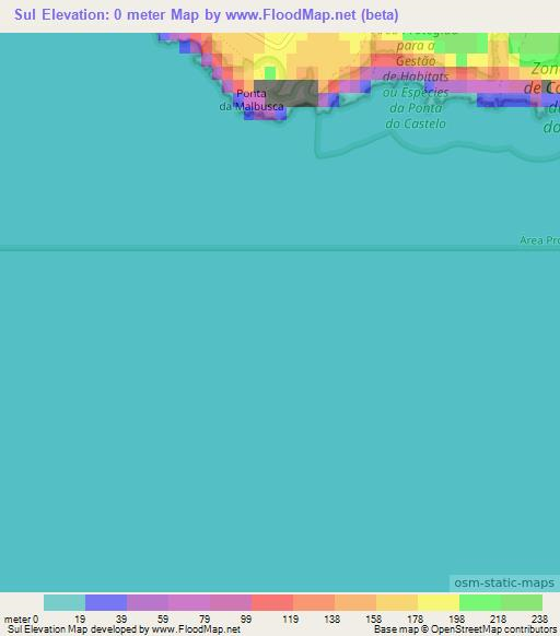 Sul,Portugal Elevation Map