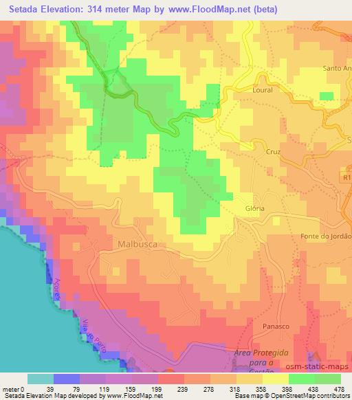 Setada,Portugal Elevation Map