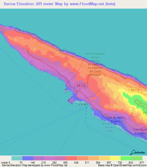 Serroa,Portugal Elevation Map