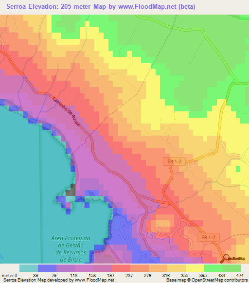 Serroa,Portugal Elevation Map