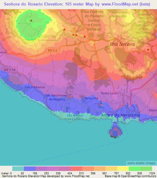 Senhora do Rosario,Portugal Elevation Map