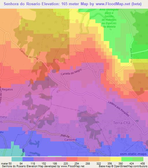 Senhora do Rosario,Portugal Elevation Map