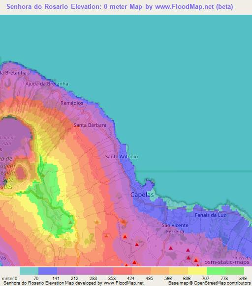 Senhora do Rosario,Portugal Elevation Map