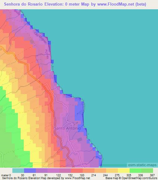 Senhora do Rosario,Portugal Elevation Map