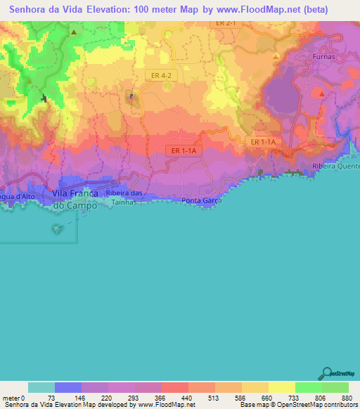 Senhora da Vida,Portugal Elevation Map