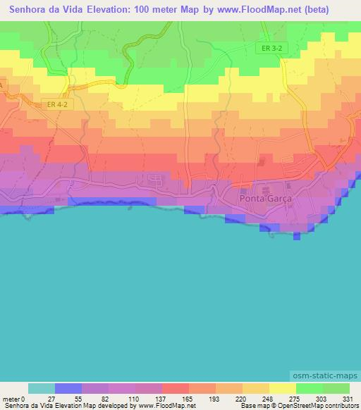 Senhora da Vida,Portugal Elevation Map