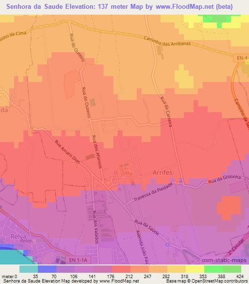 Senhora da Saude,Portugal Elevation Map