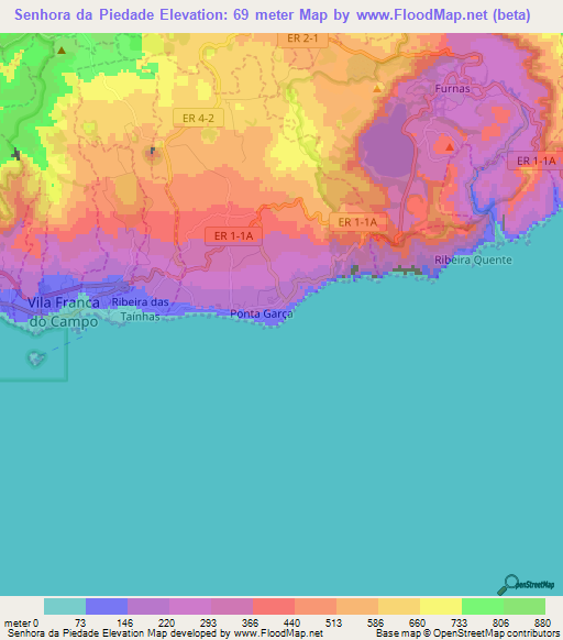 Senhora da Piedade,Portugal Elevation Map