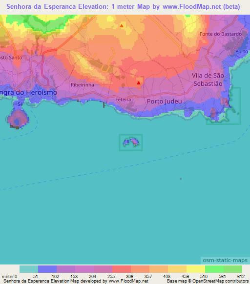 Senhora da Esperanca,Portugal Elevation Map