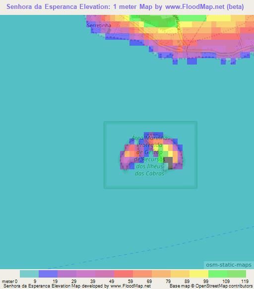 Senhora da Esperanca,Portugal Elevation Map