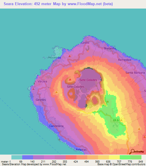 Seara,Portugal Elevation Map