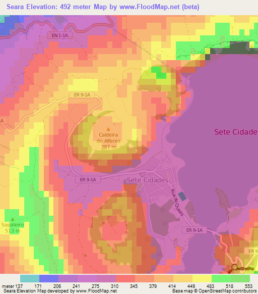 Seara,Portugal Elevation Map