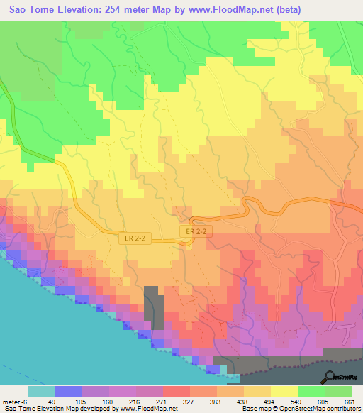 Sao Tome,Portugal Elevation Map