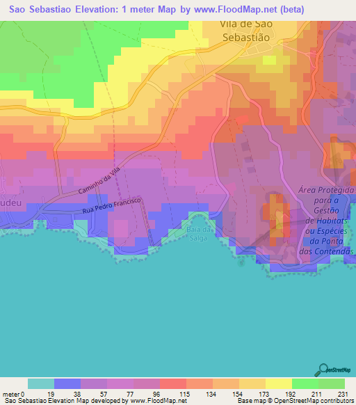 Sao Sebastiao,Portugal Elevation Map