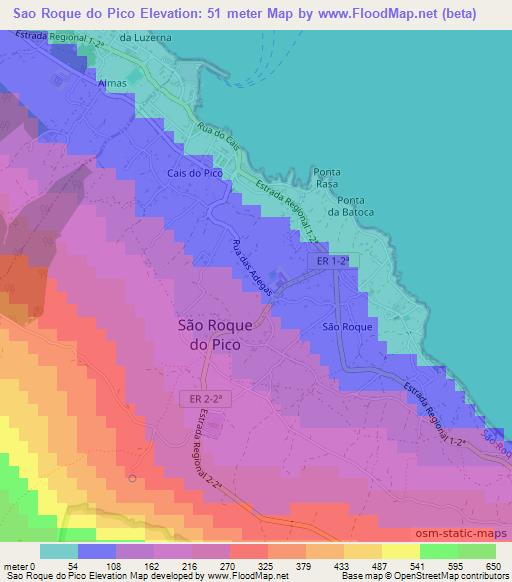 Sao Roque do Pico,Portugal Elevation Map