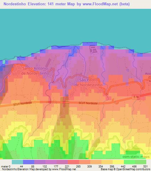 Nordestinho,Portugal Elevation Map