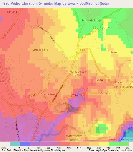 Sao Pedro,Portugal Elevation Map