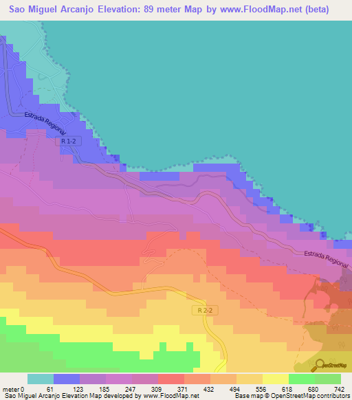 Sao Miguel Arcanjo,Portugal Elevation Map