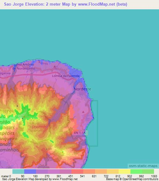 Sao Jorge,Portugal Elevation Map