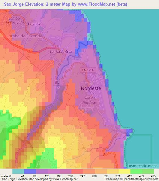 Sao Jorge,Portugal Elevation Map