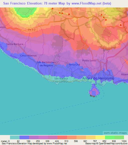 Sao Francisco,Portugal Elevation Map