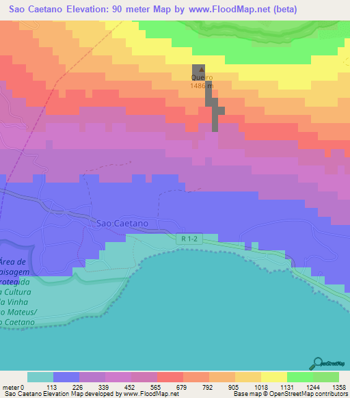 Sao Caetano,Portugal Elevation Map