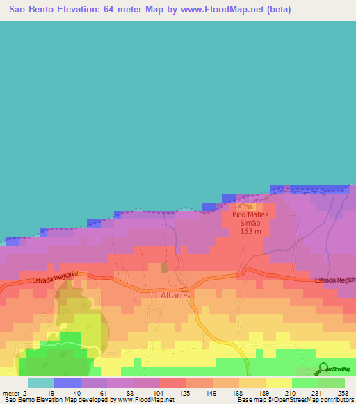 Sao Bento,Portugal Elevation Map