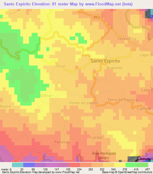 Santo Espirito,Portugal Elevation Map