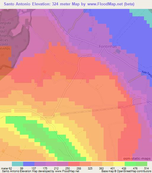 Santo Antonio,Portugal Elevation Map