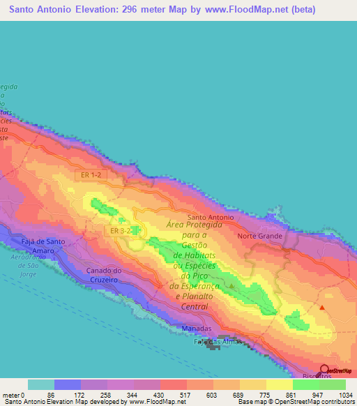 Santo Antonio,Portugal Elevation Map