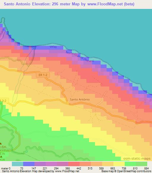 Santo Antonio,Portugal Elevation Map