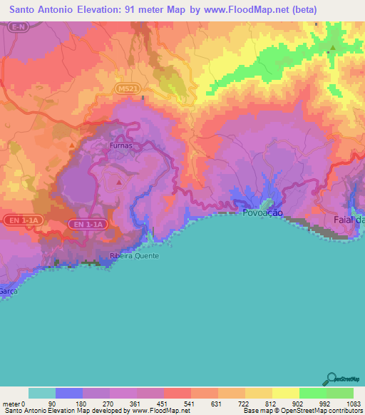 Santo Antonio,Portugal Elevation Map