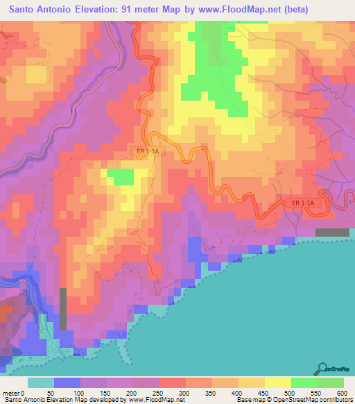 Santo Antonio,Portugal Elevation Map