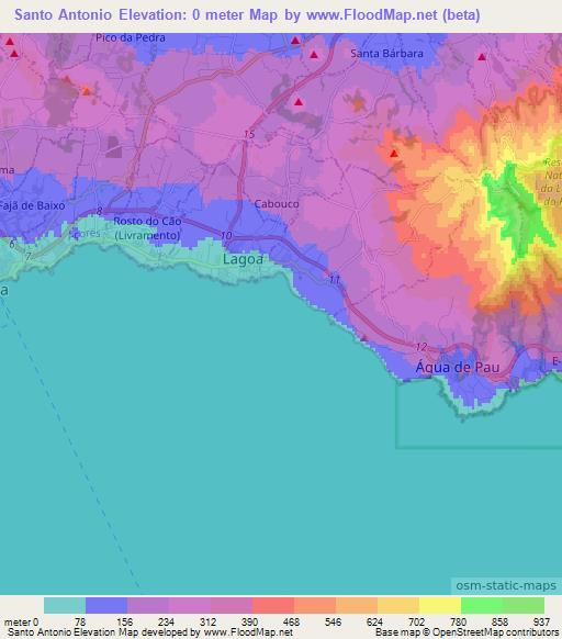 Santo Antonio,Portugal Elevation Map