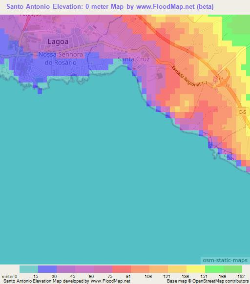 Santo Antonio,Portugal Elevation Map