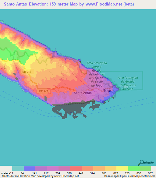 Santo Antao,Portugal Elevation Map