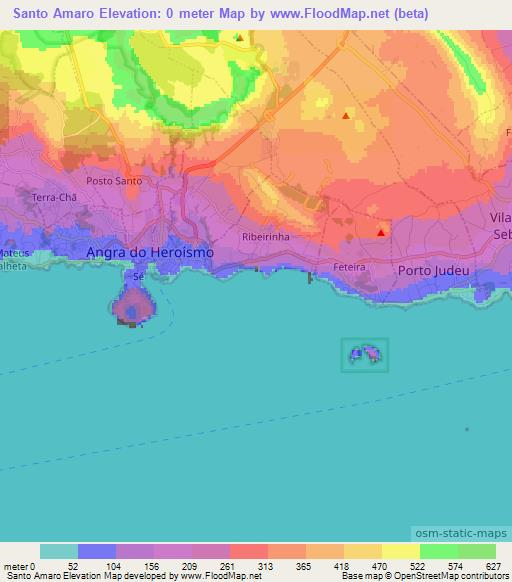 Santo Amaro,Portugal Elevation Map