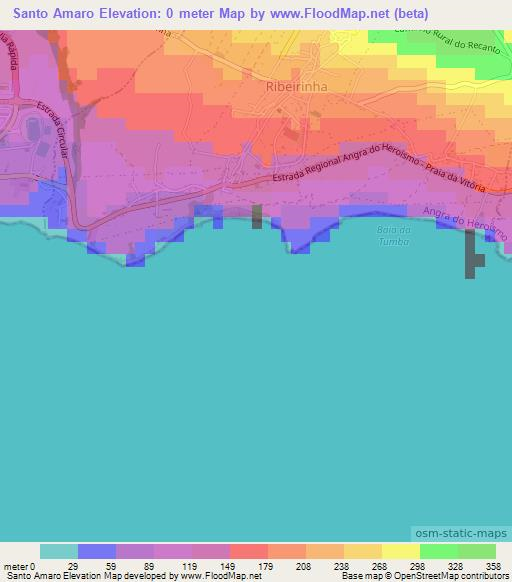 Santo Amaro,Portugal Elevation Map