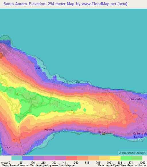 Santo Amaro,Portugal Elevation Map