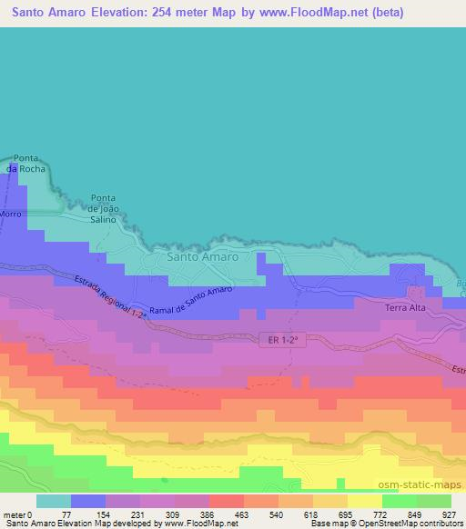 Santo Amaro,Portugal Elevation Map