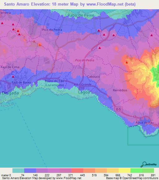 Santo Amaro,Portugal Elevation Map