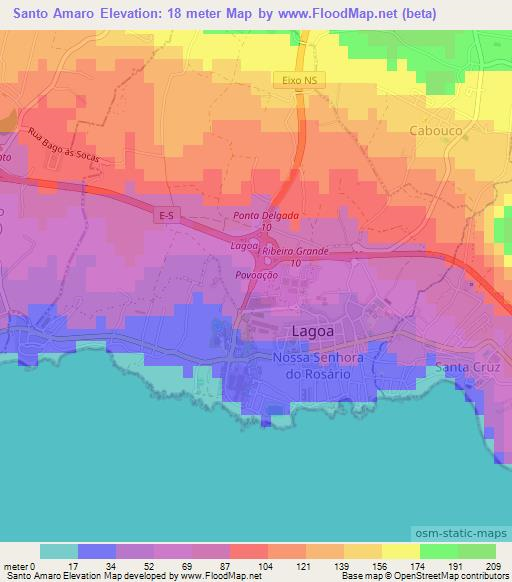 Santo Amaro,Portugal Elevation Map