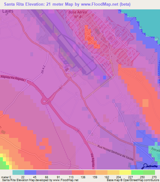 Santa Rita,Portugal Elevation Map