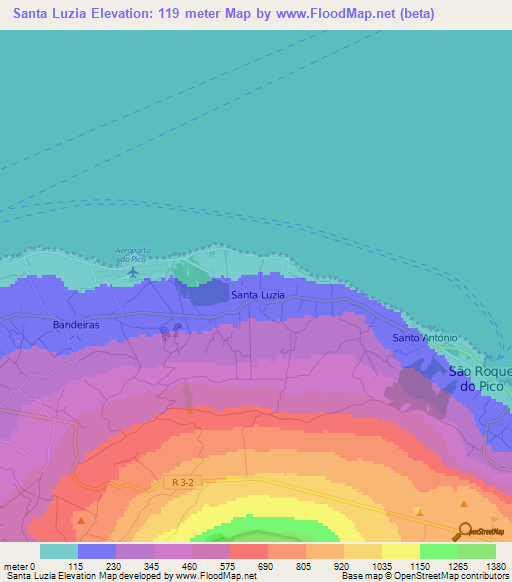 Santa Luzia,Portugal Elevation Map